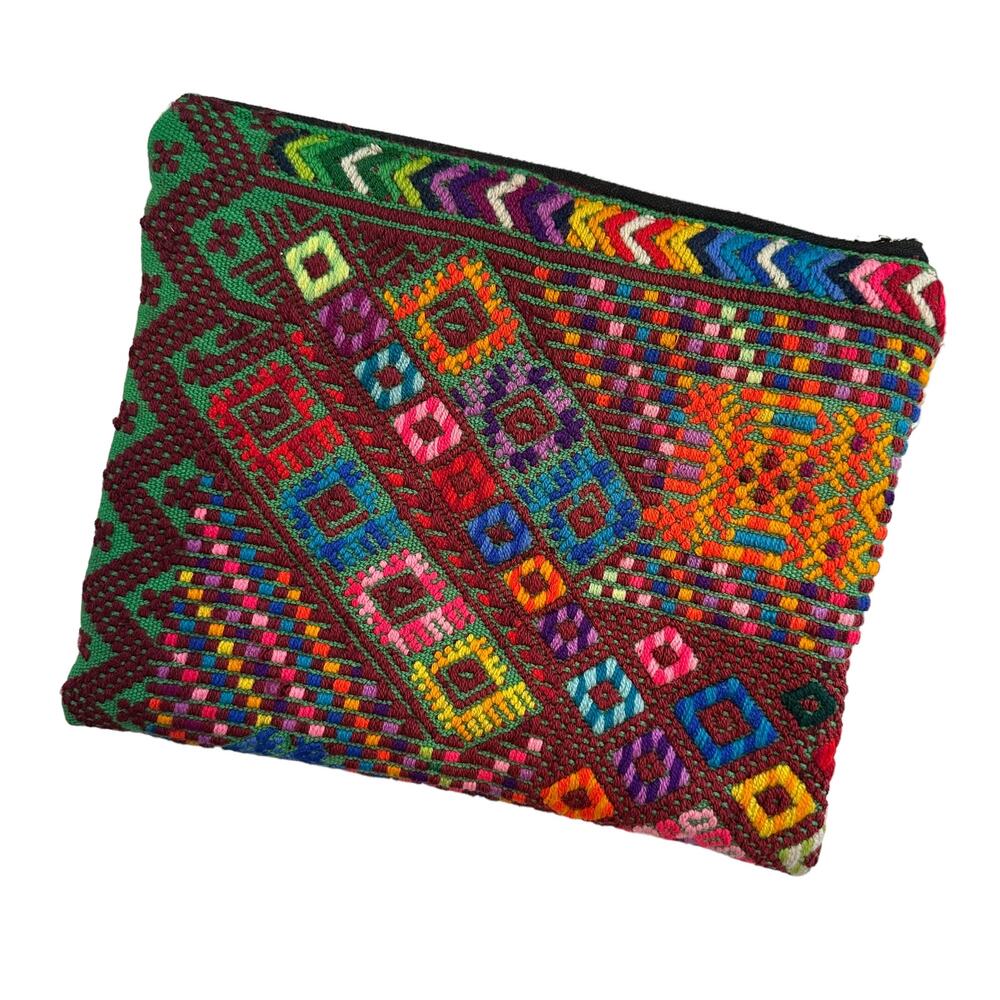 Embroidered Clutch | Multicolored Zippered Embroidered Tassel Boho Bohemian